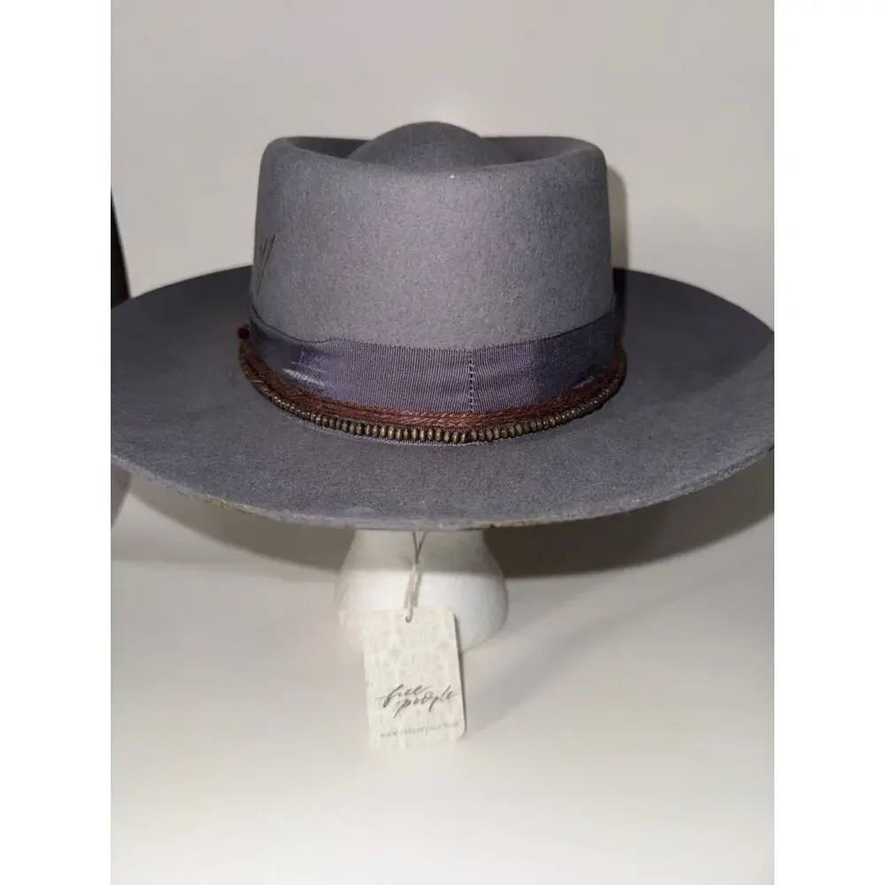 Free people cosmic round top grey wool hat size medium. Cowboy rodeo hat NWT.
